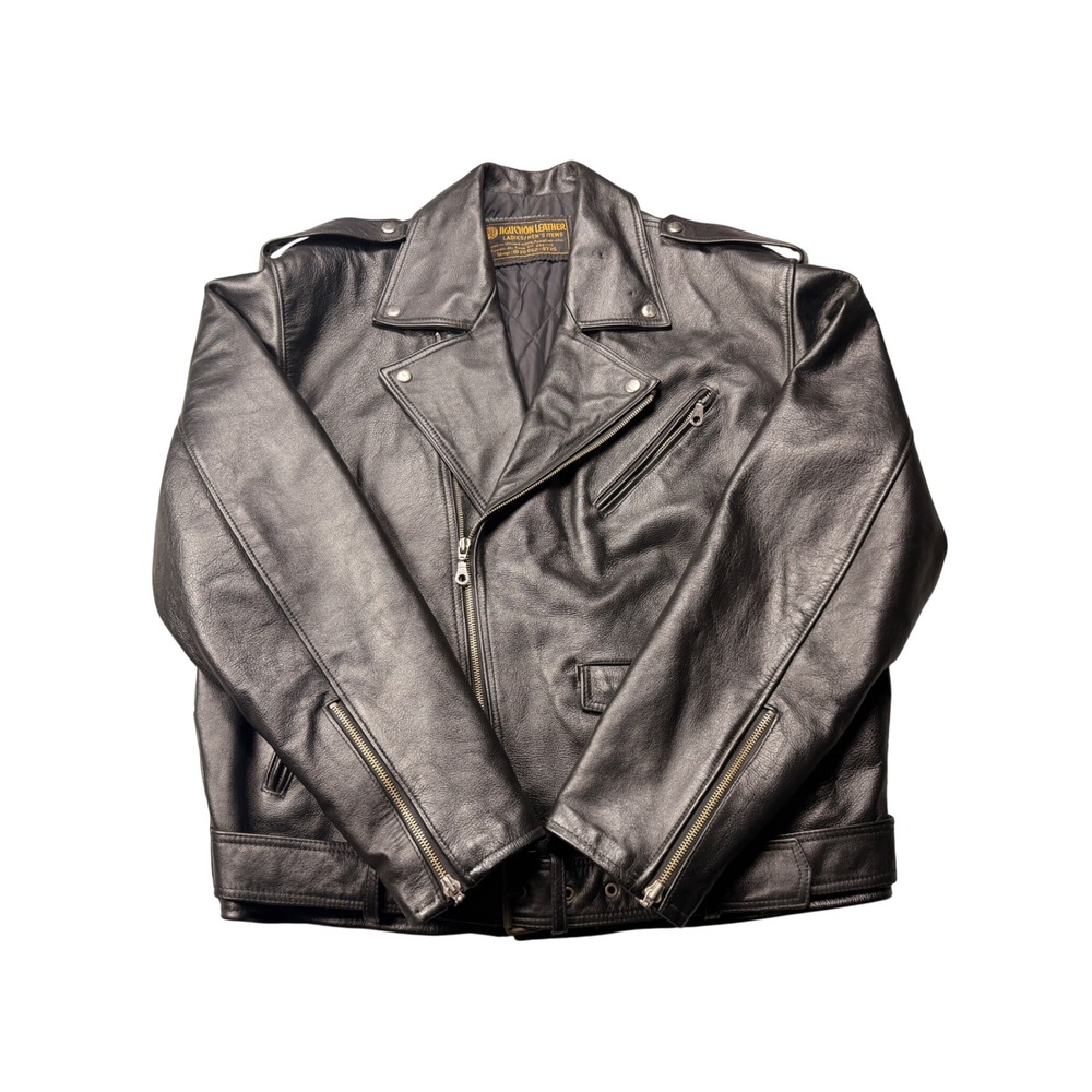Jiguchon Leather Black Motorcycle‎ Jacket – Heavyweight Premium Cowhide